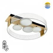 7742/40L MITRA LED SN 606 Светильник металл/акрил/МДФ/белый/под дерево/прозрачный/черный LED 40Вт 3000-6500К 470x420 IP20 пульт ДУ SPOTS