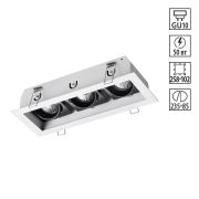 370714 SPOT NT20 482 белый/черный Светильник встраиваемый карданный IP20 GU10 3*50W 220V GESSO