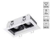 370713 SPOT NT20 482 белый/черный Светильник встраиваемый карданный IP20 GU10 2*50W 220V GESSO