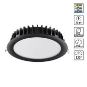 358954 SPOT NT22 444 черный Встраиваемый светодиодный светильник с переключателем цветовой температуры IP20 LED 3000К4000К6000К 20W 220V LANTE