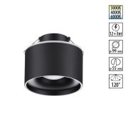 358962 SPOT NT22 447 черный Светильник встраиваемый с переключ. цв. температуры IP20 LED 3000К4000К6000К 12W вниз + 3W вверх 110-265V GIRO