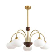 8323/5C MODERNI LN латунь/белый, металл/стекло/дерево Люстра потолочная E27 5*60W 220V LARINA
