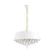 8374/6 CLASSI LN латунь/белый/прозрачный, металл/текстиль/хрусталь Люстра подвесная E27 6*60W 220V MITRIM