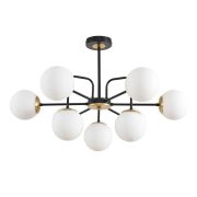 8375/9C MODERNI LN черный/латунь/белый, металл/стекло Люстра потолочная E27 9*60W 220V ELRONA