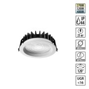 359846 WIR NT25 504 белый Светильник встраиваемый с переключателем цв. температуры IP44 LED 25W 220-240V 2700К3200К4000К FLUO