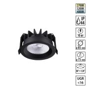 359841 WIR NT25 502 черный Светильник встраиваемый с переключателем цв. температуры и угла рассеивания IP44 LED 10W 220-240V 2700К3200К4000К RAYN
