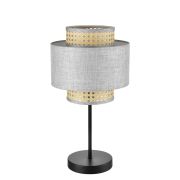 8043/1T MODERNI LN26 338 черный/серый/бежевый, металл/текстиль/ротанг Настольная лампа Е27 1*60W 220V LAUNA