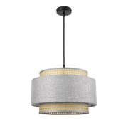 8043/1 MODERNI LN26 338 черный/серый/бежевый, металл/текстиль/ротанг Подвесной светильник Е27 1*60W 220V LAUNA
