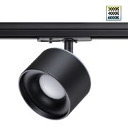 358974 PORT NT22 222 черный Светильник трековый однофазный трехжильный с переключ. цв. температуры IP20 LED 3000К4000К6000К 12W вниз + 3W вверх 110-