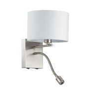 3745/1A MODERNI LN26 525 никель/белый, металл/текстиль Бра E14 40W + LED 3W 4000K 220V NIKKI